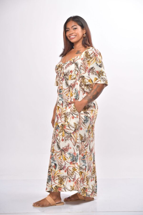 Ladies Resort Long Dress with Ruched Sweetheart Neckline - Image 3