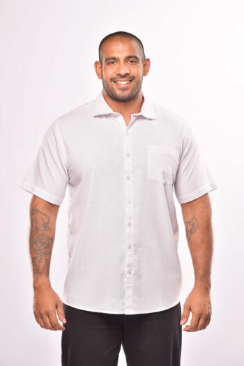 Gents short sleeve linen shirt white