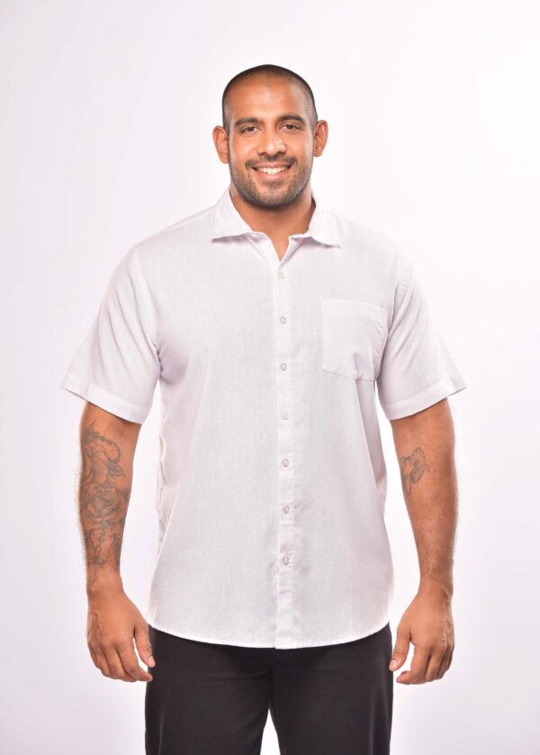 Gents short sleeve linen shirt white