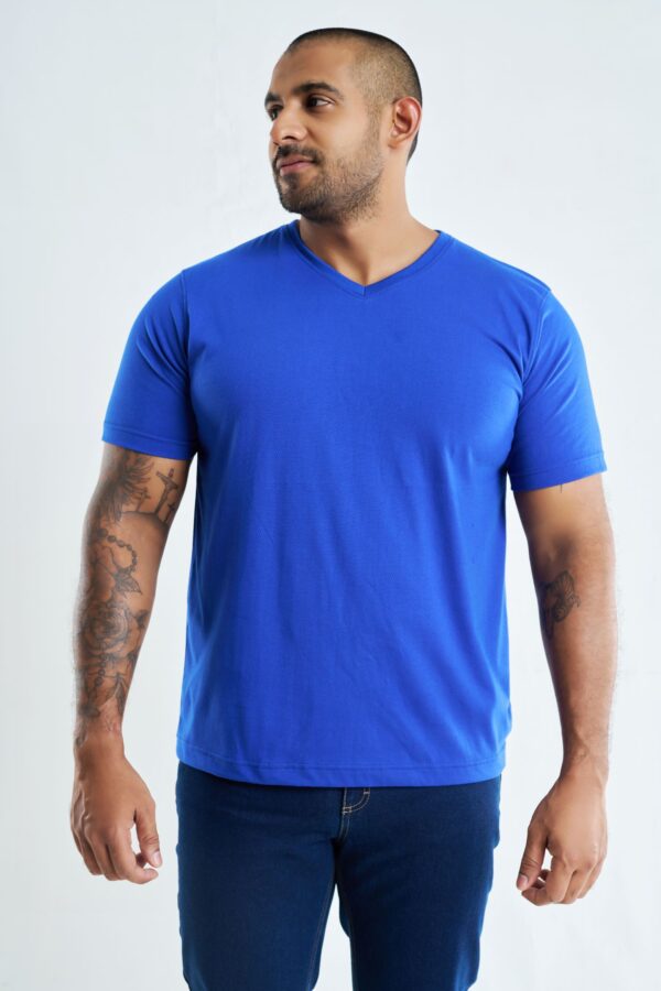 Gents V Neck T Shirt - Blue front