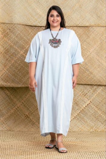 Ladies Casual Linen Kaftan Dress