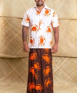 Gents Batik Sarong - Orange crab design front