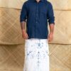 Gents Batik Sarong - Blue and white front