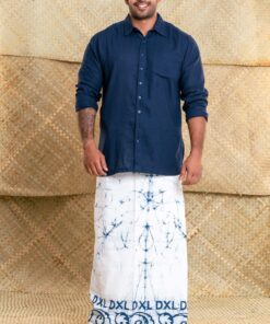 Gents Batik Sarong - Blue and white front