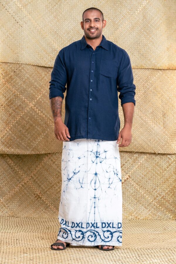 Gents Batik Sarong - Blue and white front