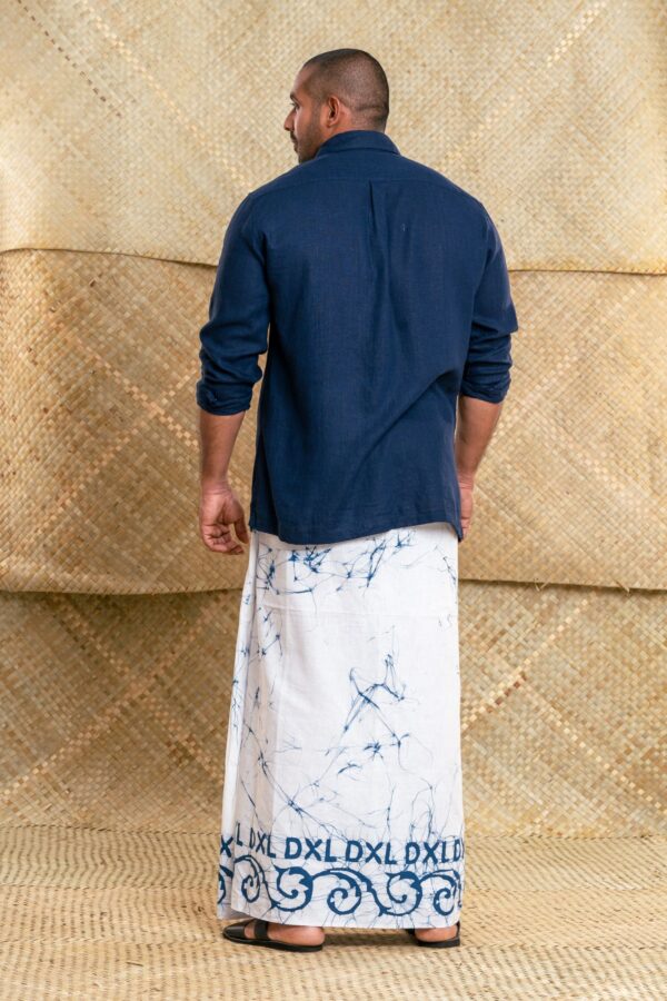 Gents Batik Sarong - Blue and white back
