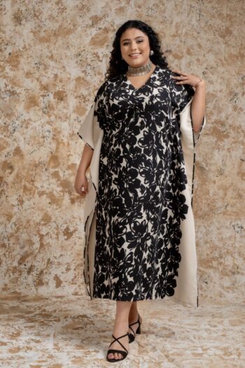 Ladies V Neck Printed Kaftan